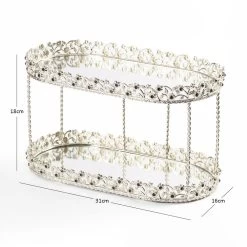 Elmas 2-Tier Perfume Rack, Silver - 31x18x16 Cm -decoration 5110501913039 5