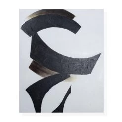 Stroke Unframed Canvas Art, Black & White - 80x100 Cm