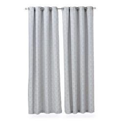 2-Piece Elvia Curtain, Silver & White - 240x135 Cm