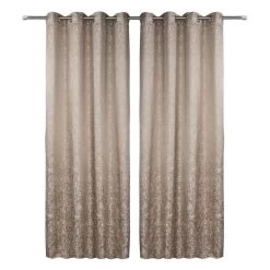 2-Piece Geo Curtain, Taupe – 140x240 Cm