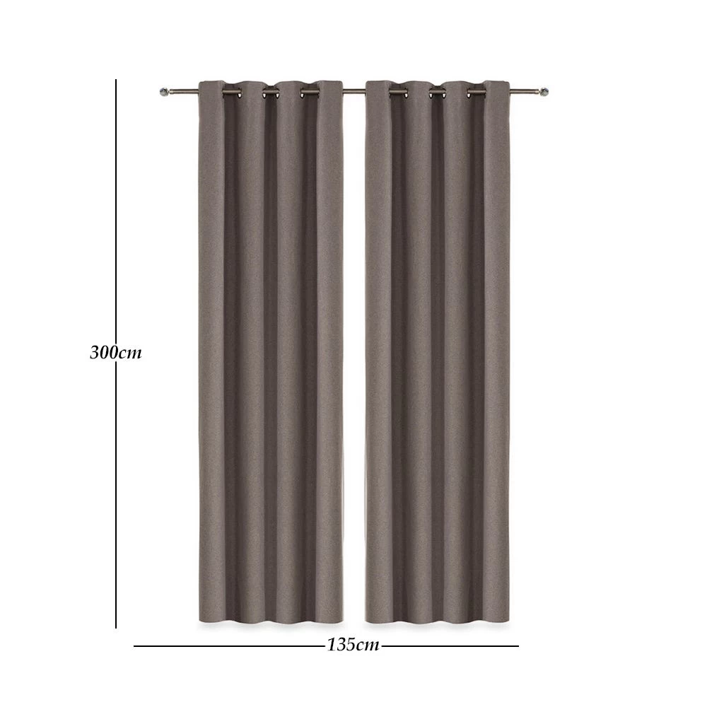 2-Piece Melis Black Out Curtain Set, Brown - 135x300 Cm 3 2-Piece Melis Black Out Curtain Set, Brown - 135x300 Cm - Image 3