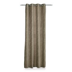 2-Piece Emira Chenille Jacquard Curtain Set, Champagne Gold - 135x240 Cm