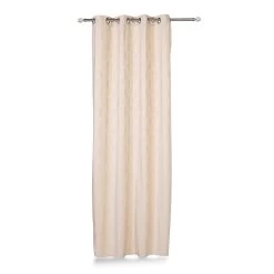 2-Piece Oraya Chenille Jacquard Curtain Set, Ivory - 135x240 Cm