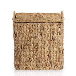Water Hyacinth Tall Basket With Lid, Natural - 36 X 29 X 41 Cms -decoration 5110801200501 3