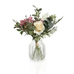 Artificial Hydrangea In Glass Vase – 41 Cms