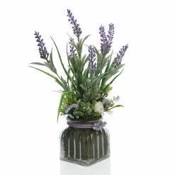 Artificial Lavender With Glass Jar - 37 Cms