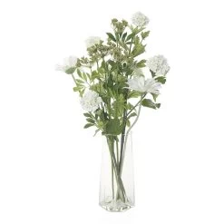 Artificial Viburnum In Glass Vase, White & Green – 66 Cms