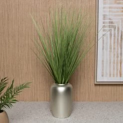 Artificial Grass In Ceramic Pot, Green & Gold - 62 Cm