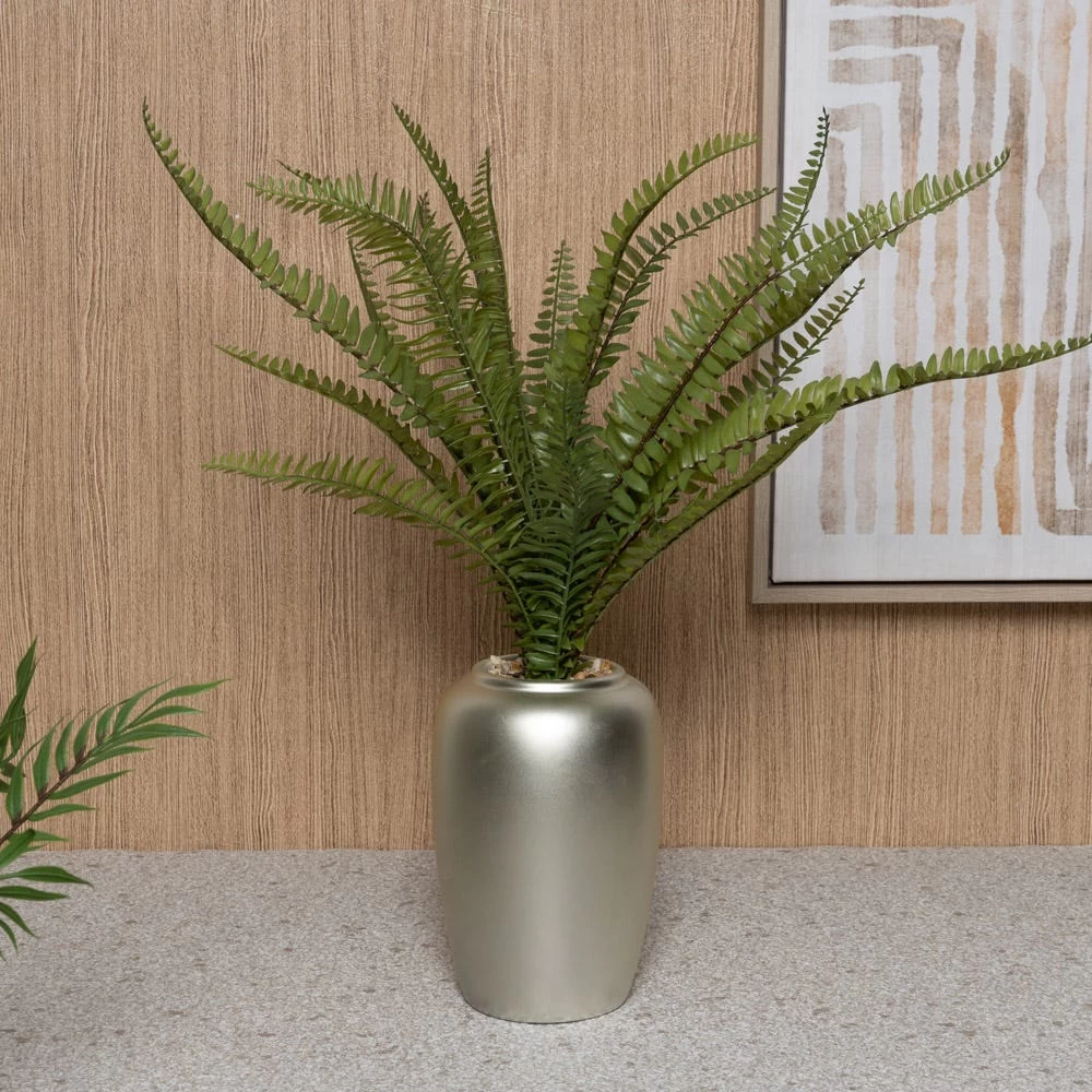 Artificial Fern In Ceramic Pot, Green & Gold - 50.8 Cm 1 Artificial Fern In Ceramic Pot, Green & Gold - 50.8 Cm