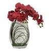 Artificial Orchid In Glass Vase, Burgundy - 44 Cm