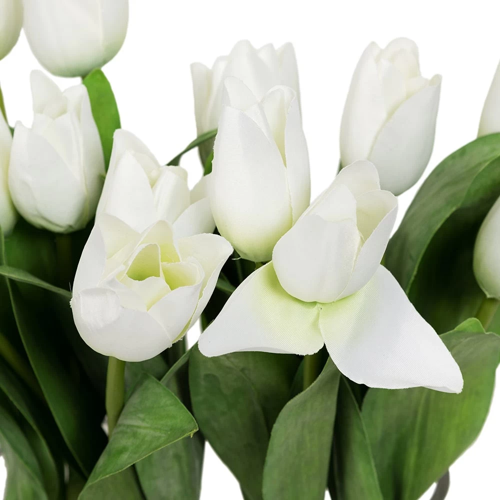 Artificial Tulip In Glass Vase, White - 39 Cm 2 Artificial Tulip In Glass Vase, White - 39 Cm - Image 2