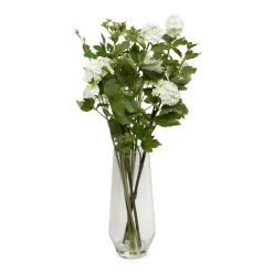 Artificial Chrysanthemum In Glass Vase, White - 70 Cm