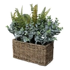 Artificial Fern Seagrass Basket, Green - 30 Cm