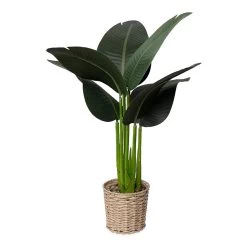 Artificial Tropical Plant In Wicker Pot, Green - 80 Cm