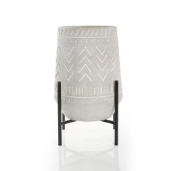 Tribal Planter On Stand, Natural - 14 Cms