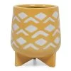 Ceramic Santo Planter, Yellow & White - 22 Cm