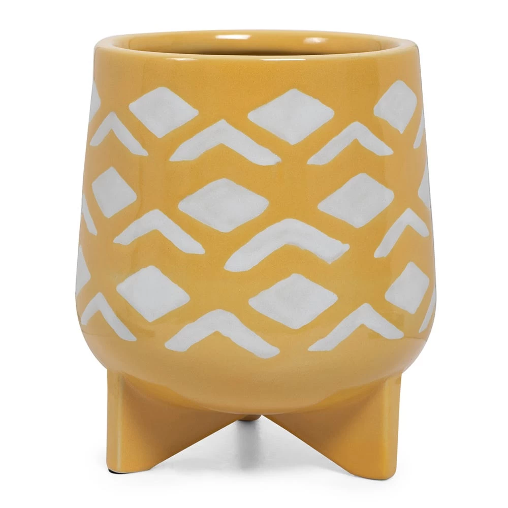 Ceramic Santo Planter, Yellow & White - 22 Cm 1 Ceramic Santo Planter, Yellow & White - 22 Cm