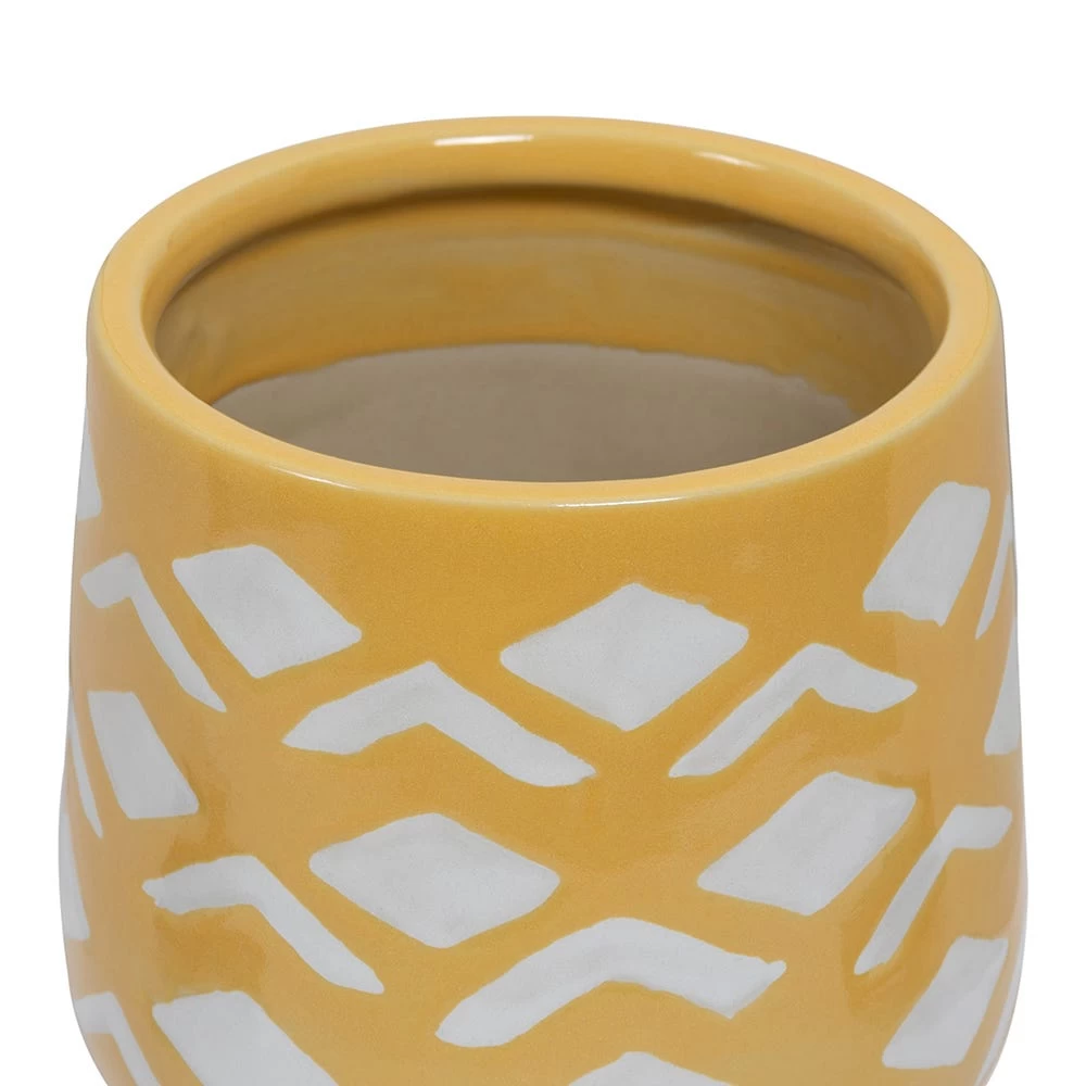 Ceramic Santo Planter, Yellow & White - 22 Cm 2 Ceramic Santo Planter, Yellow & White - 22 Cm - Image 2