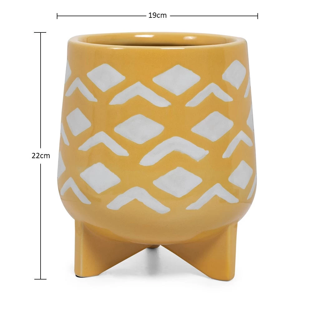 Ceramic Santo Planter, Yellow & White - 22 Cm 3 Ceramic Santo Planter, Yellow & White - 22 Cm - Image 3