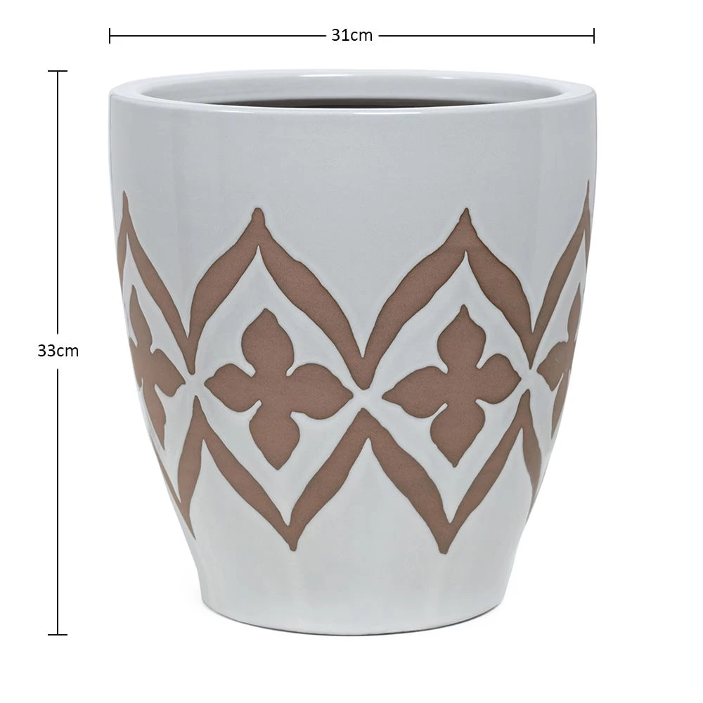 Ceramic Monta Planter, White - 26 Cm 3 Ceramic Monta Planter, White - 26 Cm - Image 3