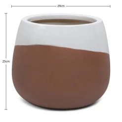 Misaki Ceramic Planter, White & Matte Terracotta - 25 Cm -decoration 5110900403797 3