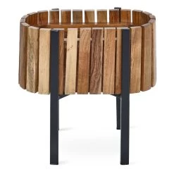 Rosa Medium Planter Stand, Black & Natural - 36x36 Cm