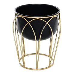 Lily Medium Planter Stand, Gold & Black - 27x30 Cm