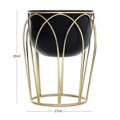 Lily Medium Planter Stand, Gold & Black - 27x30 Cm -decoration 5110900403902 3 2