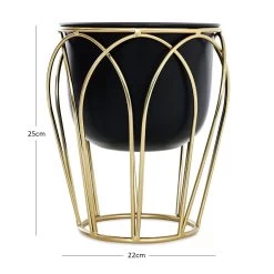 Lily Small Planter Stand, Gold & Black - 22x25 Cm -decoration 5110900403919 3 2