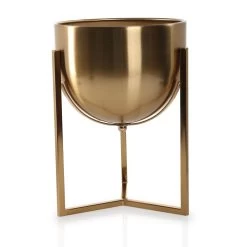 Metal Flower Pot, Gold - Large