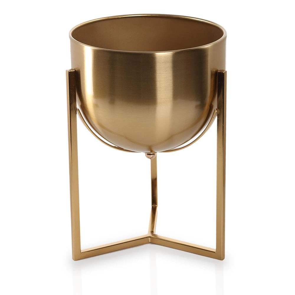 Metal Flower Pot, Gold - Large 2 Metal Flower Pot, Gold - Large - Image 2