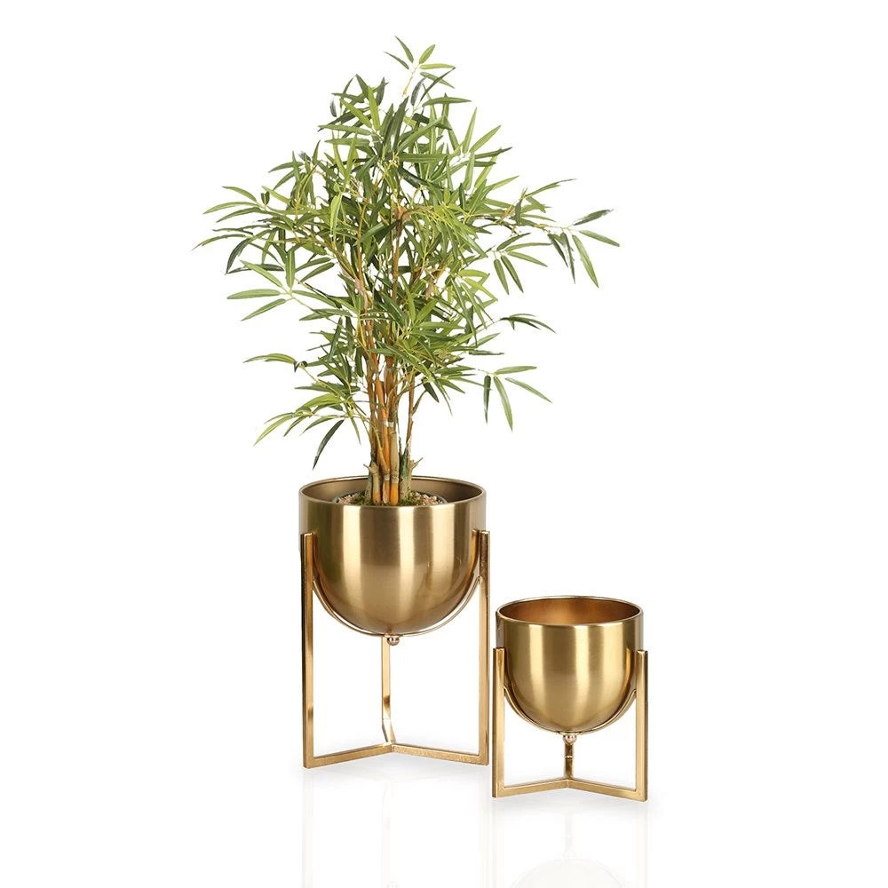 Metal Flower Pot, Gold - Large 4 Metal Flower Pot, Gold - Large - Image 4