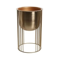 Contemporary Metal Planter, Gold - Medium