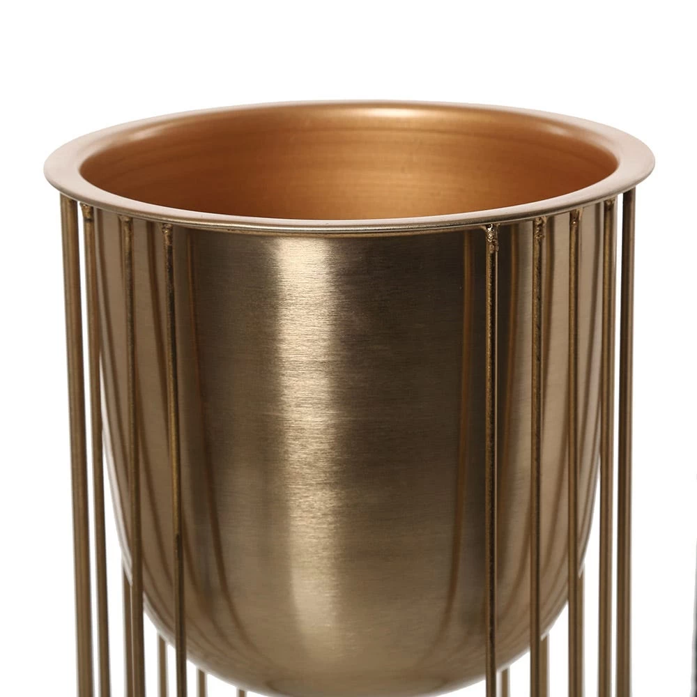 Contemporary Metal Planter, Gold - Medium 2 Contemporary Metal Planter, Gold - Medium - Image 2