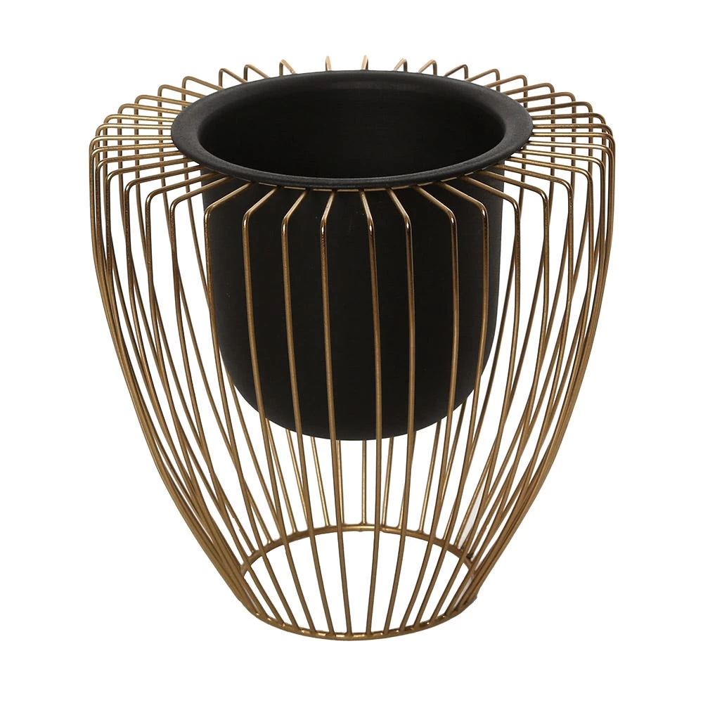 Metal Planter Set, Black/Gold, Large, 2 Pieces 2 Metal Planter Set, Black/Gold, Large, 2 Pieces - Image 2