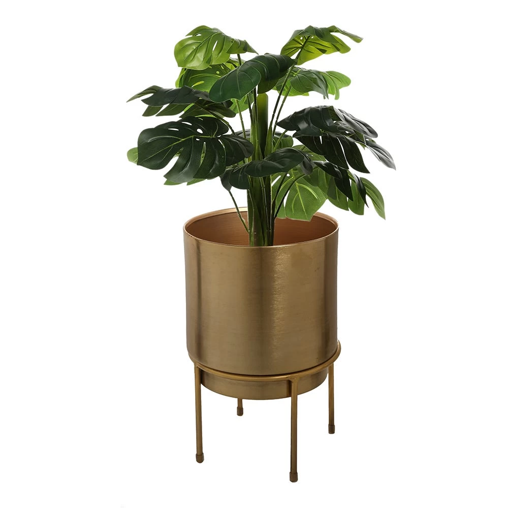 Metal Planter With Legs, Gold - Large 3 Metal Planter With Legs, Gold - Large - Image 3