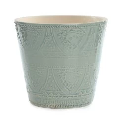 Texture Ceramic Terracotta Pot (Grey/Blue, 24 Cms)
