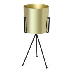 Contemporary Handcrafted Planter Stand, Gold & Black β Small