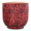 Floral Ceramic Planter, Red – 23x23.5 Cm