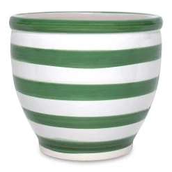 Stripe Ceramic Planter, Green – 28x31.5 Cm