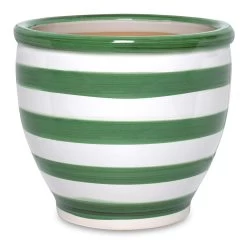 Stripe Ceramic Planter, Green – 23x245 Cm