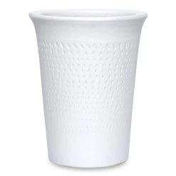 Textured Ceramic Planter, White – 25x20 Cm