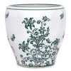 Oriental Ceramic Planter, White & Green – 21x22 Cm