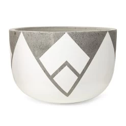 Handpainted Planter, White & Grey - 35x23 Cm