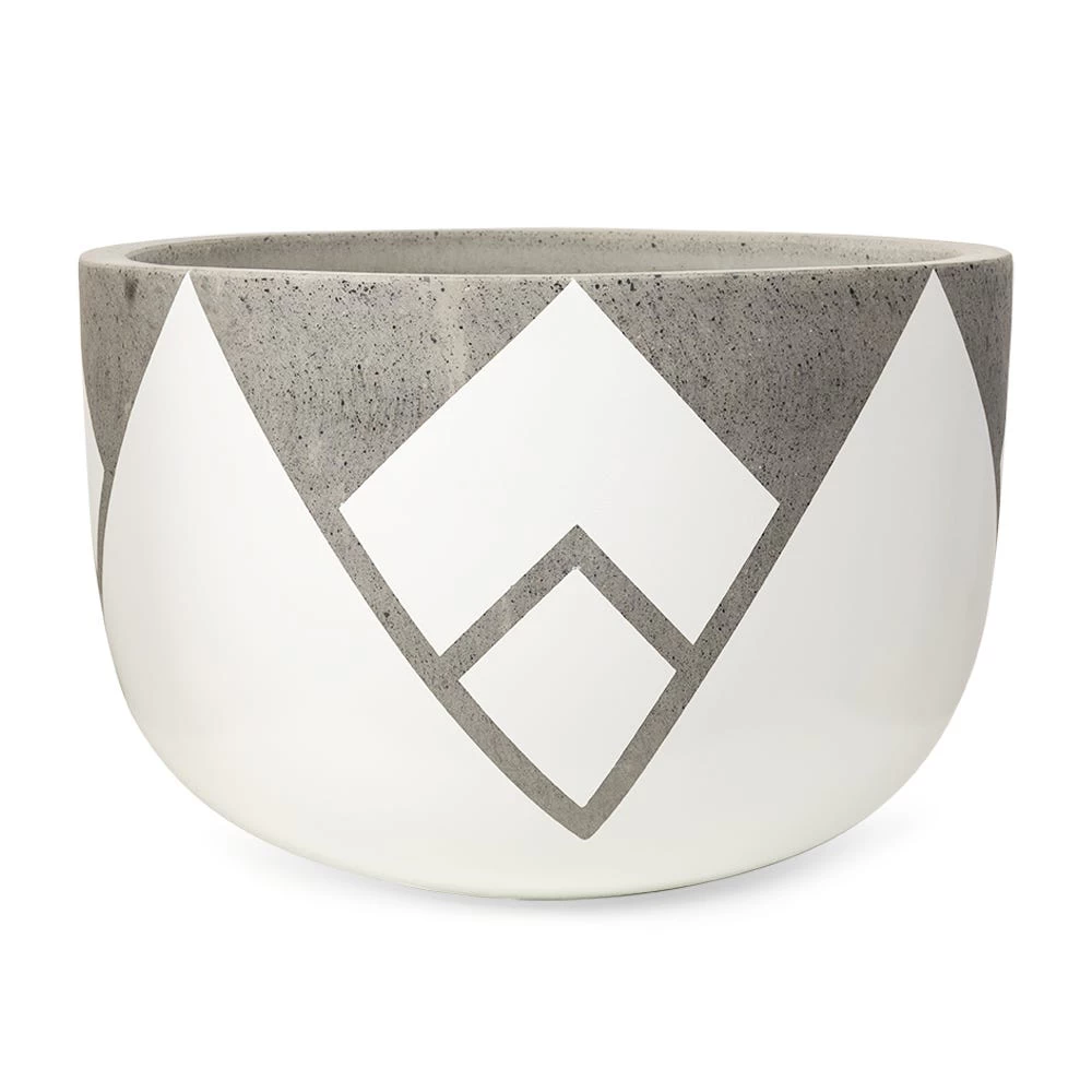 Handpainted Planter, White & Grey - 35x23 Cm 1 Handpainted Planter, White & Grey - 35x23 Cm