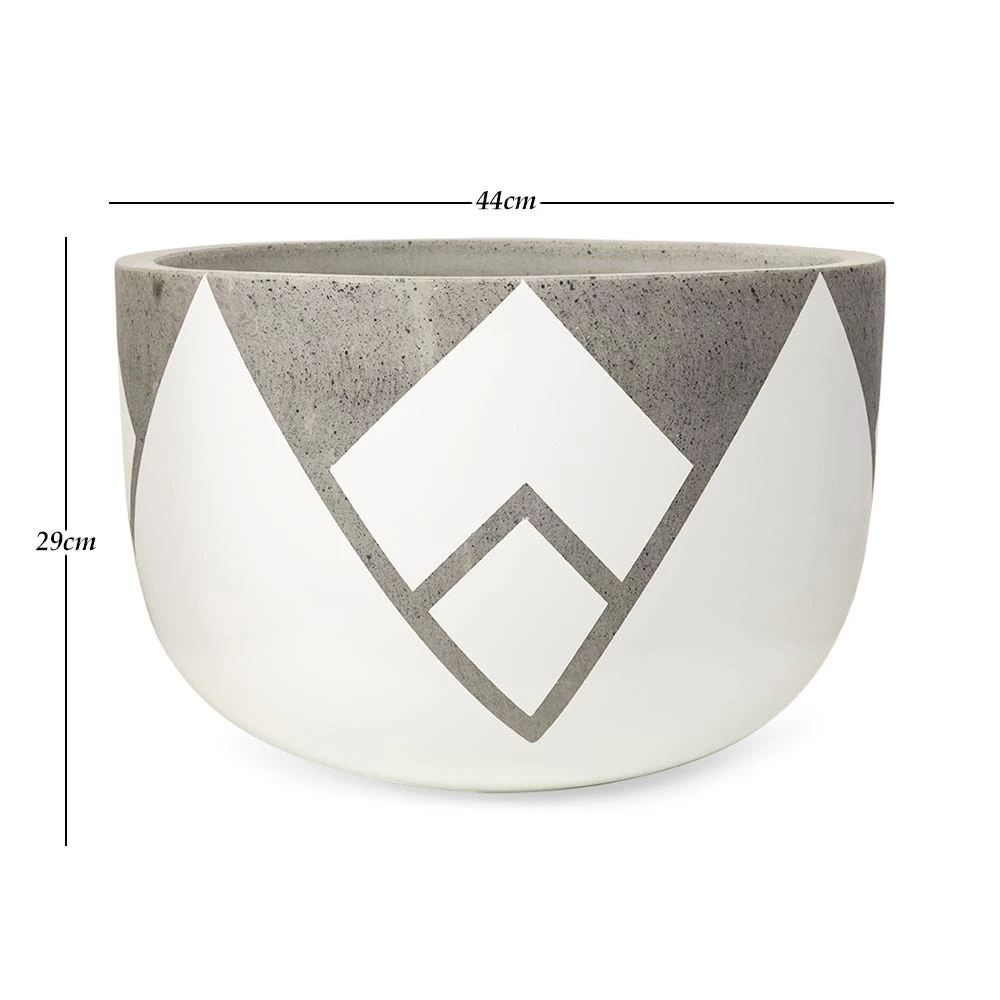 Handpainted Planter, White & Grey - 35x23 Cm 3 Handpainted Planter, White & Grey - 35x23 Cm - Image 3