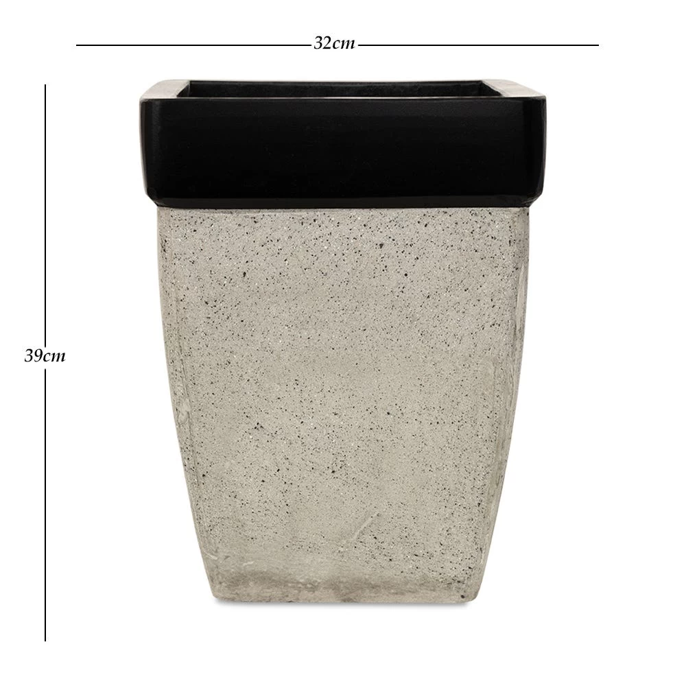 Classic Outdoor Planter, Grey & Black - 32x39 Cm 3 Classic Outdoor Planter, Grey & Black - 32x39 Cm - Image 3