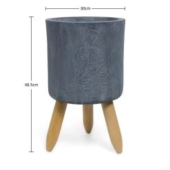 Buddha Wooden-Legged Planter, Grey & White - 48 Cm -decoration 5110900503176 3