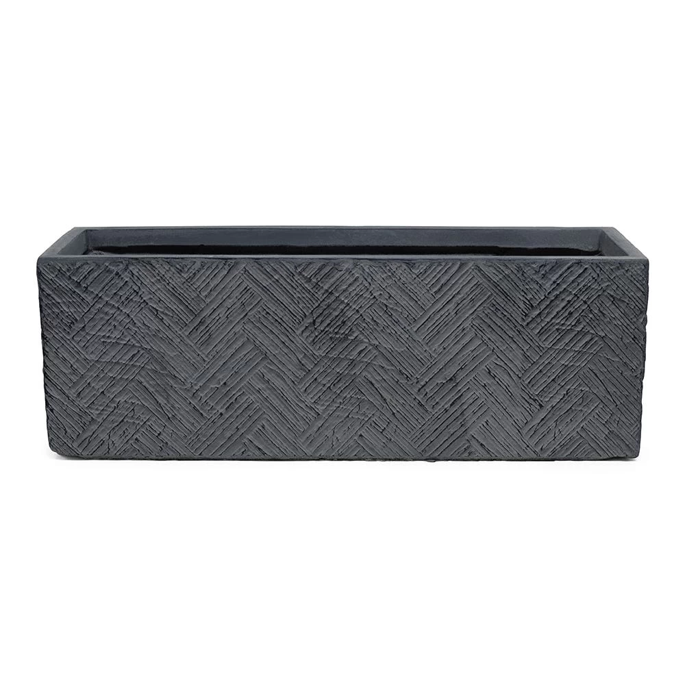 Textured Rectangular Planter, Grey - 58x17 Cm 2 Textured Rectangular Planter, Grey - 58x17 Cm - Image 2