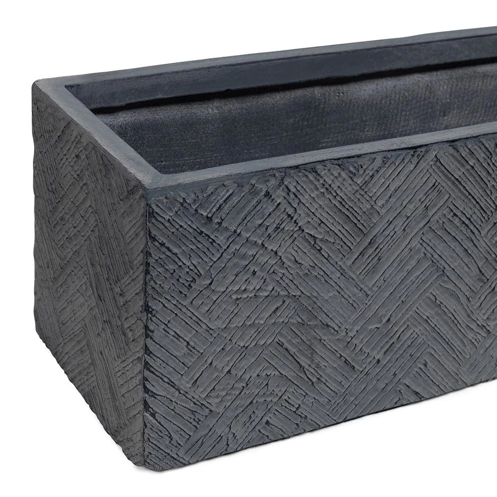 Textured Rectangular Planter, Grey - 58x17 Cm 3 Textured Rectangular Planter, Grey - 58x17 Cm - Image 3